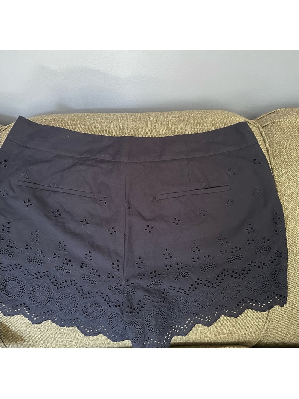 Maison Jules Navy Eyelet Scalloped Hem Bermuda Shorts - Picture 4 of 6